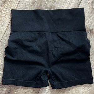 Black gym workout shorts.